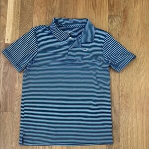 Vineyard Vines Youth Performance Blue Striped Polo Shirt